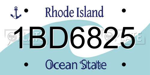 1BD6825 Rhode Island License Plate