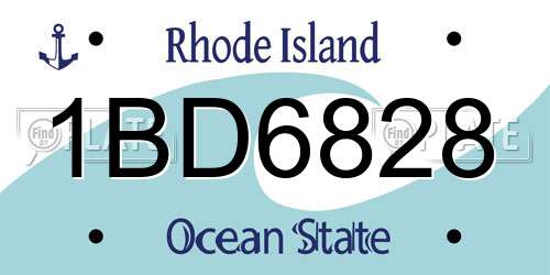 1BD6828 Rhode Island License Plate