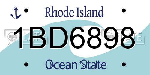 1BD6898 Rhode Island License Plate