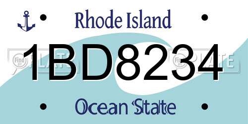 1BD8234 Rhode Island License Plate