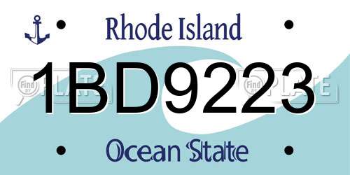 1BD9223 Rhode Island License Plate