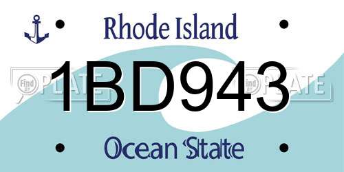 1BD943 Rhode Island License Plate