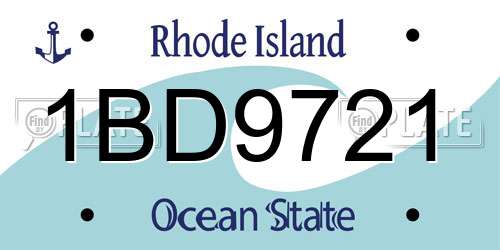 1BD9721 Rhode Island License Plate