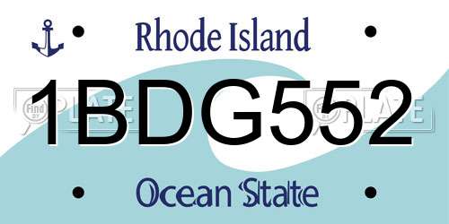 1BDG552 Rhode Island License Plate