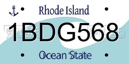 1BDG568 Rhode Island License Plate