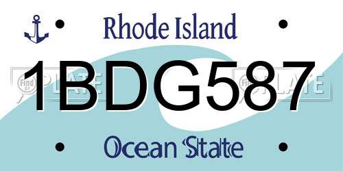 1BDG587 Rhode Island License Plate