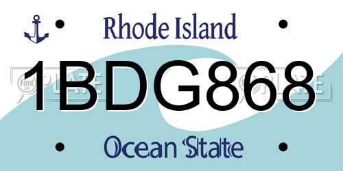 1BDG868 Rhode Island License Plate