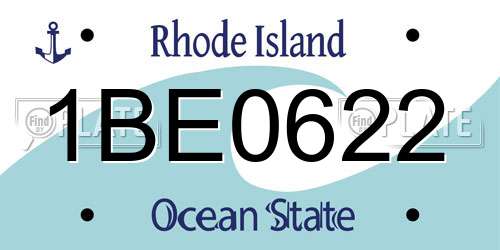 1BE0622 Rhode Island License Plate