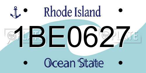 1BE0627 Rhode Island License Plate