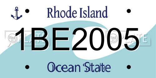 1BE2005 Rhode Island License Plate