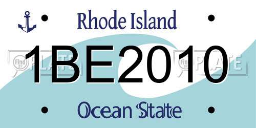 1BE2010 Rhode Island License Plate