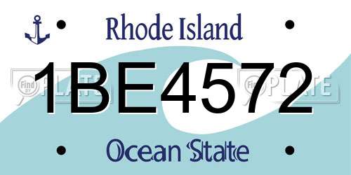 1BE4572 Rhode Island License Plate