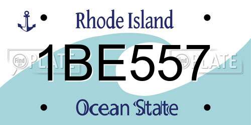 1BE557 Rhode Island License Plate