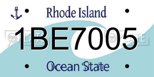 1BE7005 Rhode Island License Plate