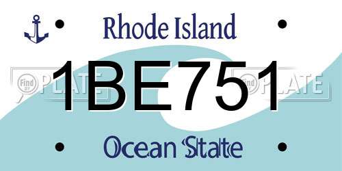 1BE751 Rhode Island License Plate