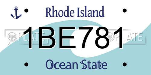 1BE781 Rhode Island License Plate