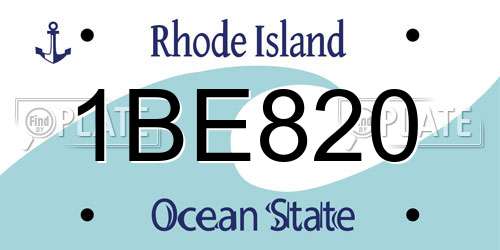 1BE820 Rhode Island License Plate