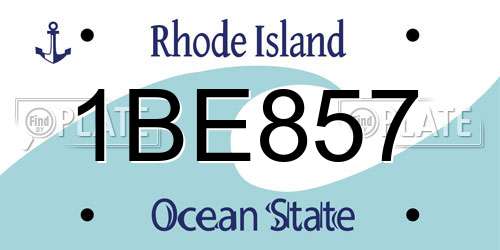 1BE857 Rhode Island License Plate