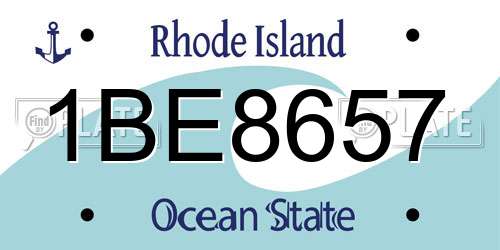 1BE8657 Rhode Island License Plate