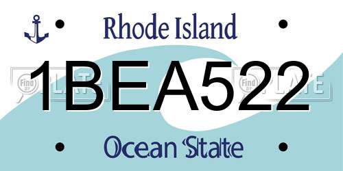 1BEA522 Rhode Island License Plate