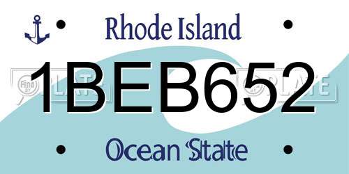 1BEB652 Rhode Island License Plate