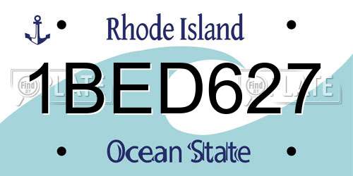 1BED627 Rhode Island License Plate