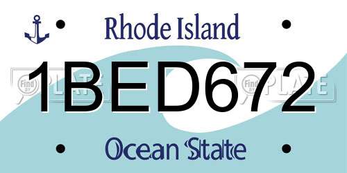 1BED672 Rhode Island License Plate