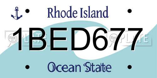 1BED677 Rhode Island License Plate