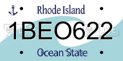 1BEO622 Rhode Island License Plate