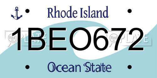 1BEO672 Rhode Island License Plate