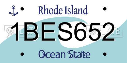 1BES652 Rhode Island License Plate