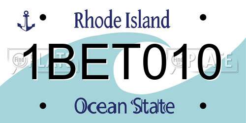 1BET010 Rhode Island License Plate