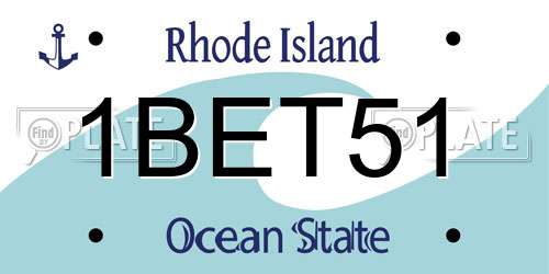 1BET51 Rhode Island License Plate