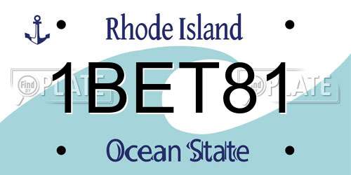 1BET81 Rhode Island License Plate