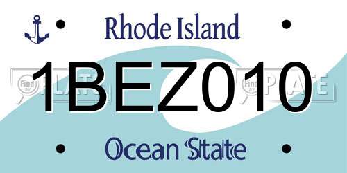 1BEZ010 Rhode Island License Plate