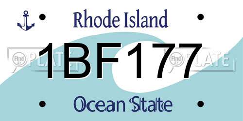 1BF177 Rhode Island License Plate