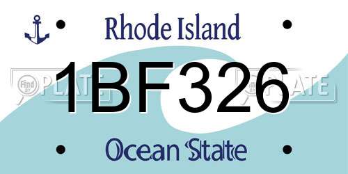 1BF326 Rhode Island License Plate
