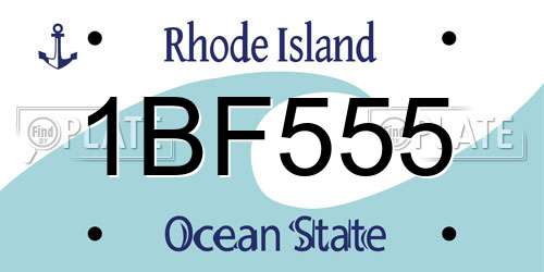 1BF555 Rhode Island License Plate