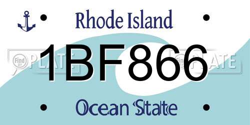 1BF866 Rhode Island License Plate