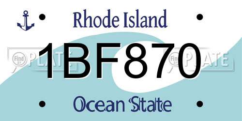 1BF870 Rhode Island License Plate