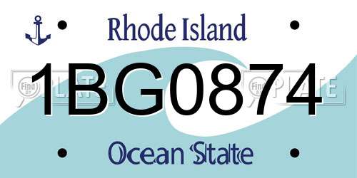 1BG0874 Rhode Island License Plate