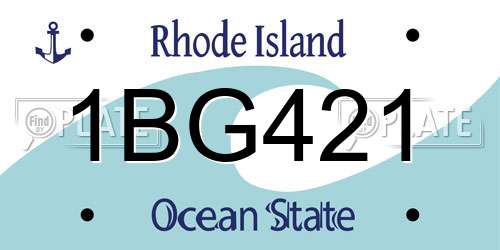 1BG421 Rhode Island License Plate