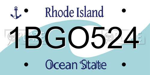 1BGO524 Rhode Island License Plate