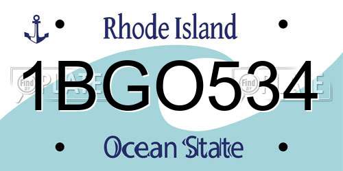 1BGO534 Rhode Island License Plate