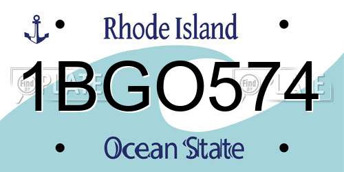 1BGO574 Rhode Island License Plate