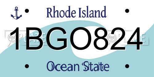 1BGO824 Rhode Island License Plate