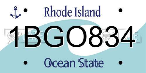 1BGO834 Rhode Island License Plate