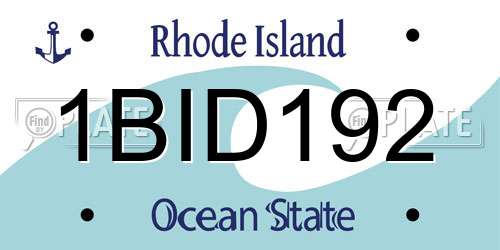 1BID192 Rhode Island License Plate