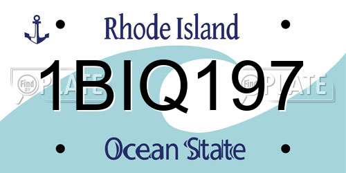 1BIQ197 Rhode Island License Plate