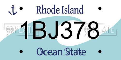 1BJ378 Rhode Island License Plate